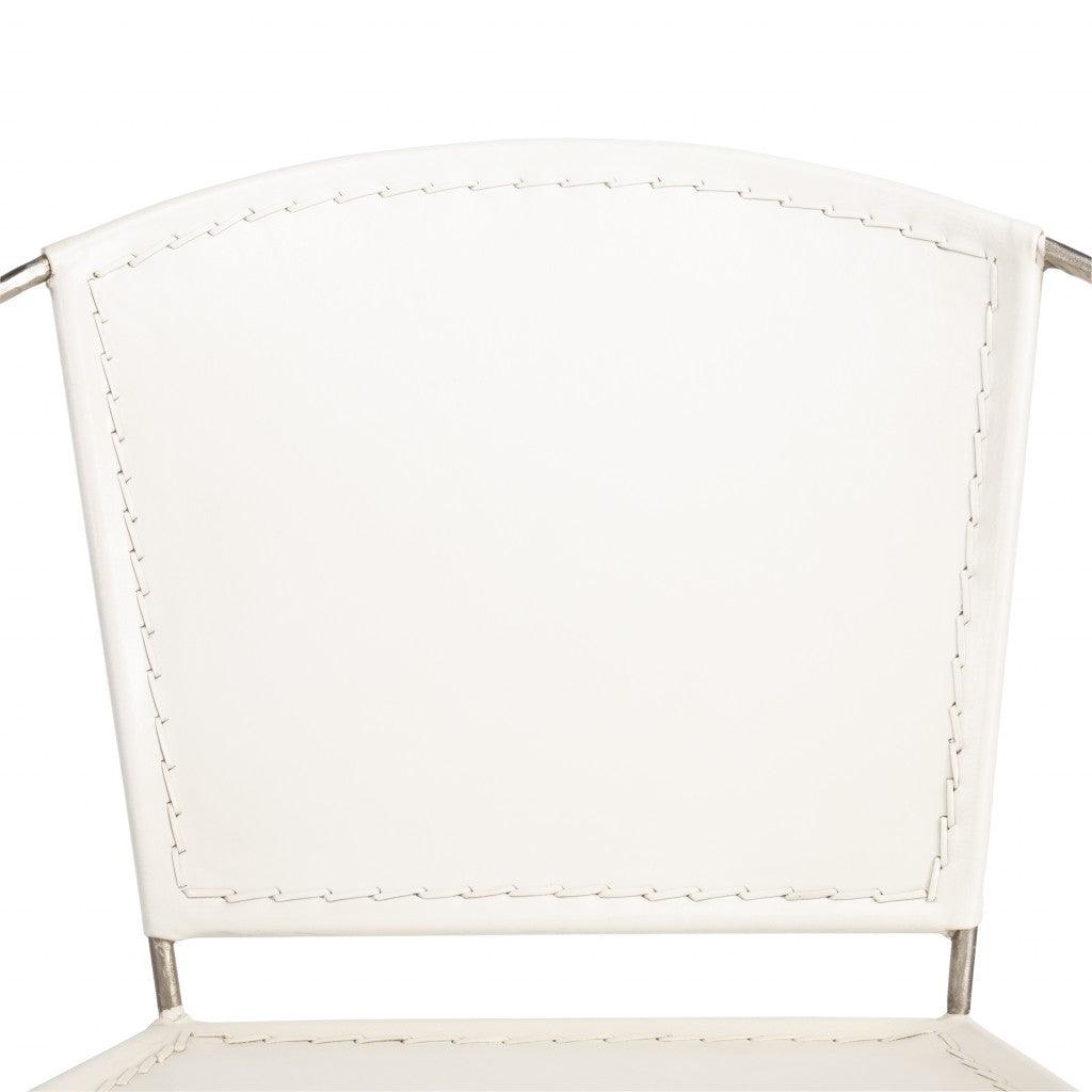 31" White And Gray Faux Leather Side Chair - FurniFindUSA