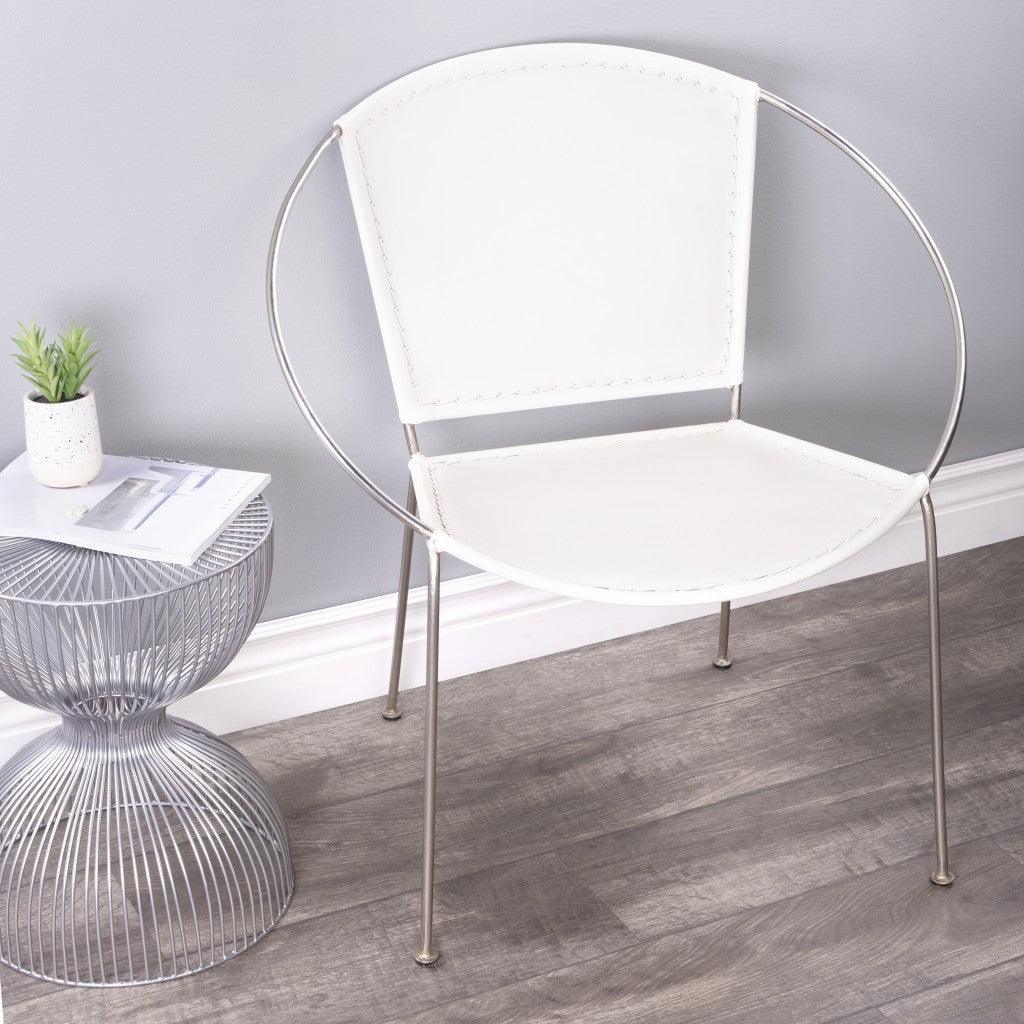 31" White And Gray Faux Leather Side Chair - FurniFindUSA