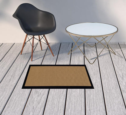 4' x 6' Beige and Black Indoor Outdoor Area Rug