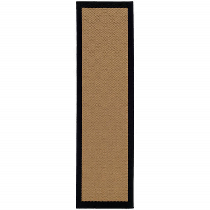 4' x 6' Beige and Black Indoor Outdoor Area Rug