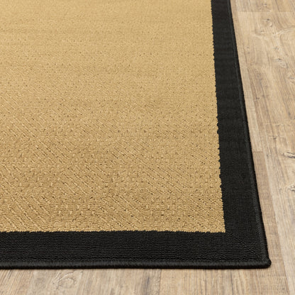 4' x 6' Beige and Black Indoor Outdoor Area Rug