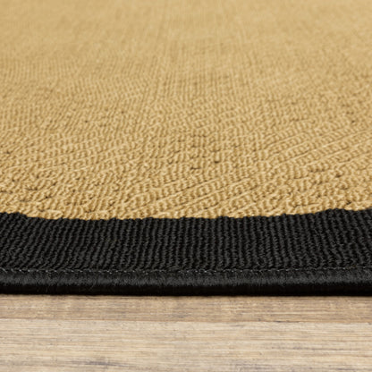 4' x 6' Beige and Black Indoor Outdoor Area Rug