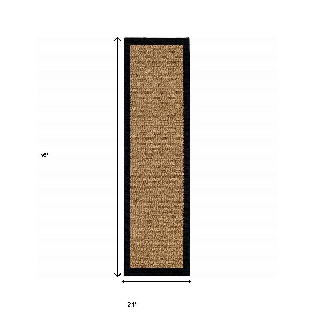 4' x 6' Beige and Black Indoor Outdoor Area Rug