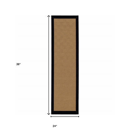 4' x 6' Beige and Black Indoor Outdoor Area Rug