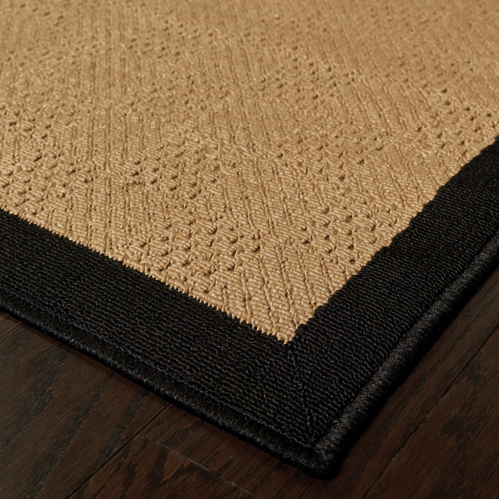 4' x 6' Beige and Black Indoor Outdoor Area Rug