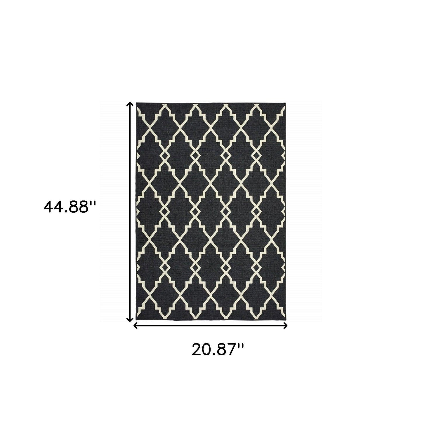 2' X 8' Black and Ivory Indoor Outdoor Area Rug - FurniFindUSA