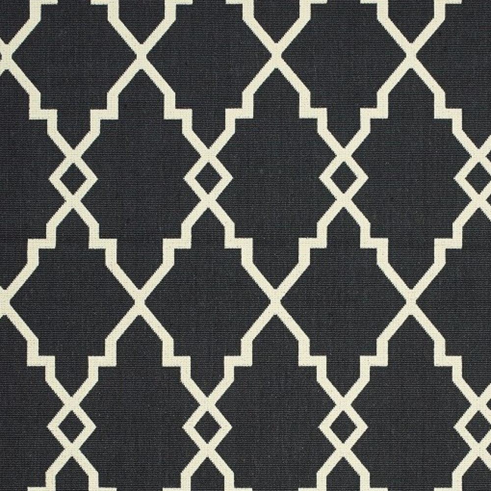 2' X 8' Black and Ivory Indoor Outdoor Area Rug - FurniFindUSA