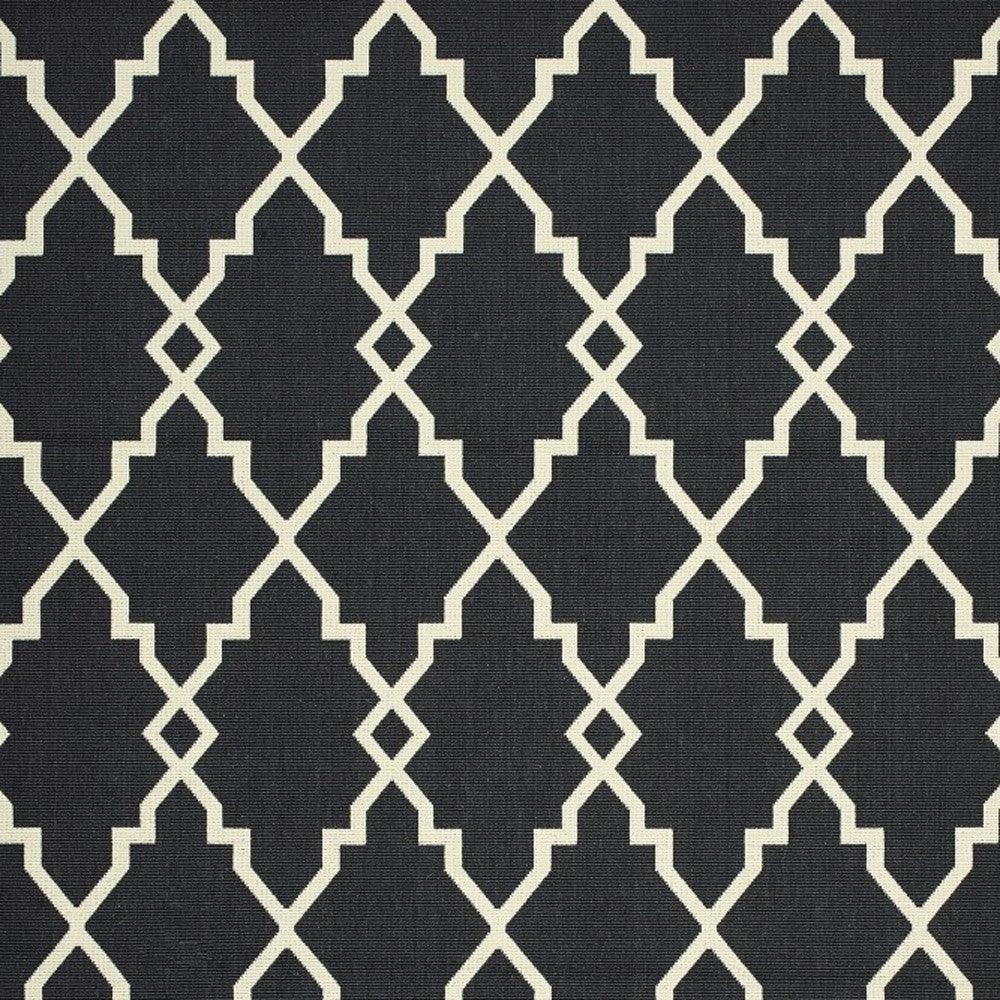 2' X 8' Black and Ivory Indoor Outdoor Area Rug - FurniFindUSA