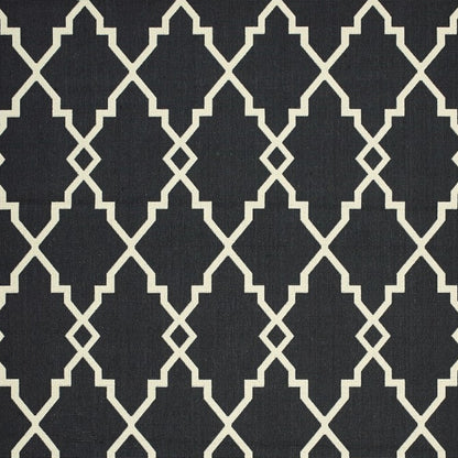 4' x 6' Black and Ivory Indoor Outdoor Area Rug