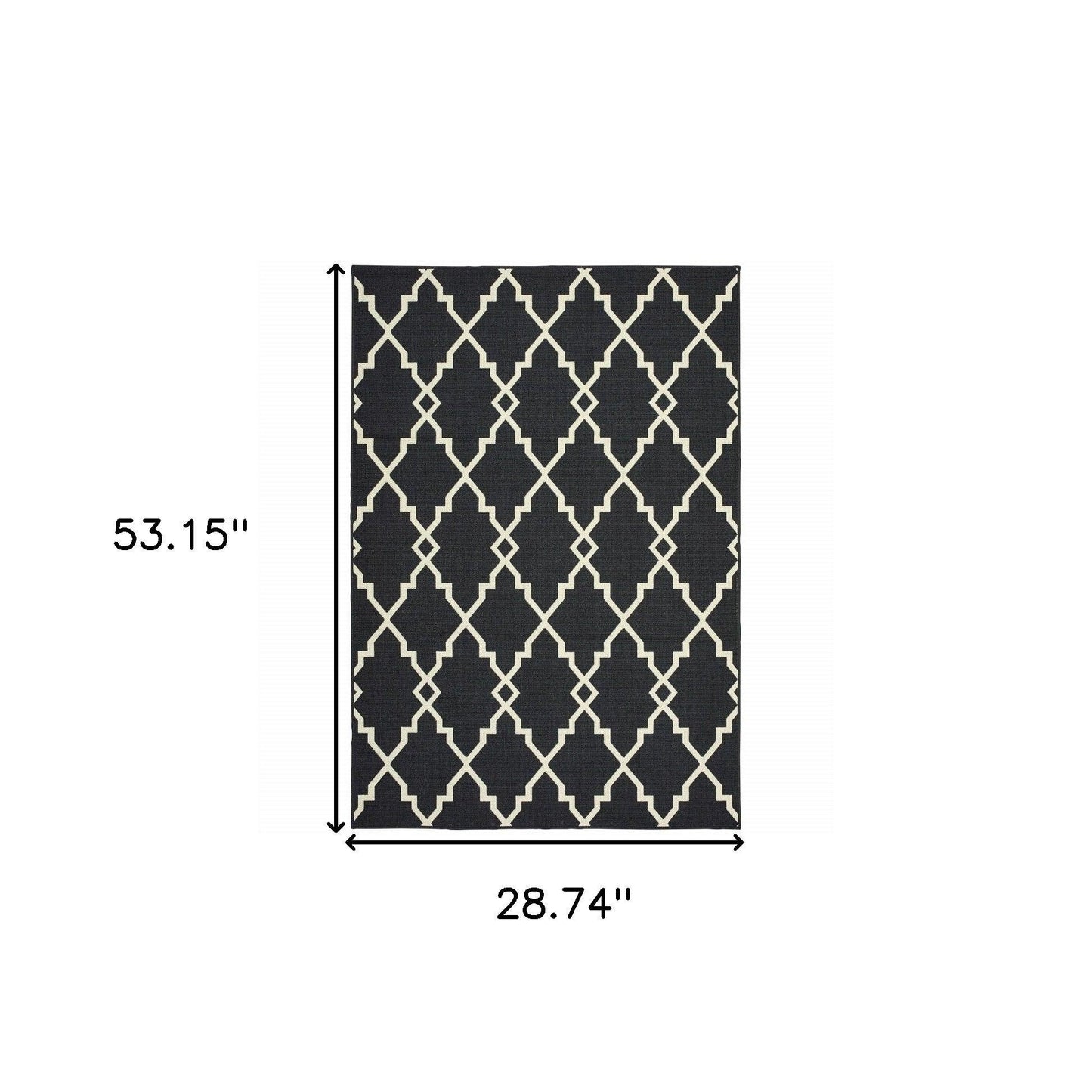 2' X 8' Black and Ivory Indoor Outdoor Area Rug - FurniFindUSA