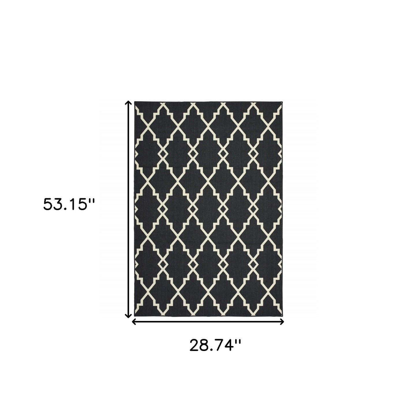 4' x 6' Black and Ivory Indoor Outdoor Area Rug