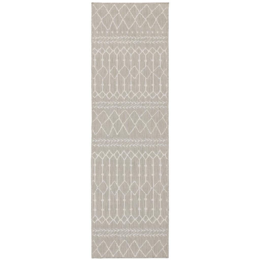 3' X 5' Gray and Ivory Indoor Outdoor Area Rug - FurniFindUSA