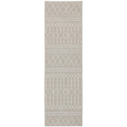 3' X 5' Gray and Ivory Indoor Outdoor Area Rug - FurniFindUSA