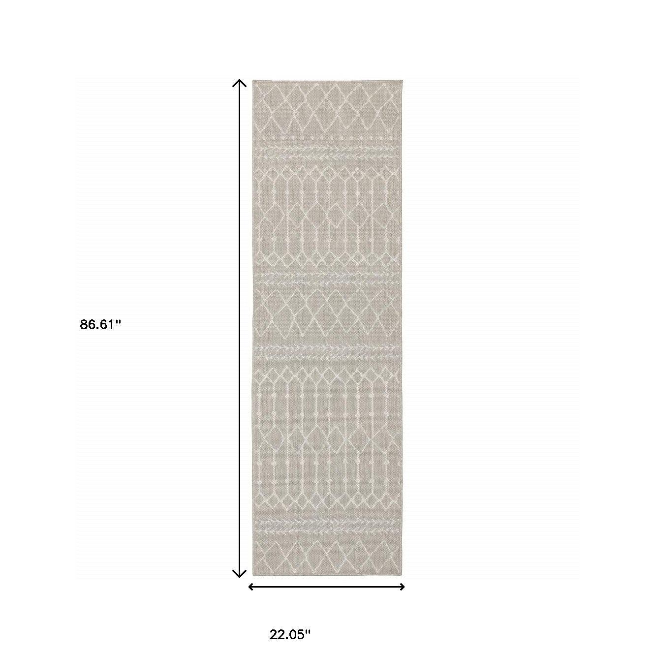 3' X 5' Gray and Ivory Indoor Outdoor Area Rug - FurniFindUSA