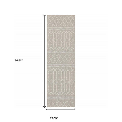 8' x 10' Gray and Ivory Indoor Outdoor Area Rug - FurniFindUSA