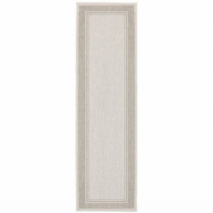 3' X 5' Gray and Ivory Indoor Outdoor Area Rug