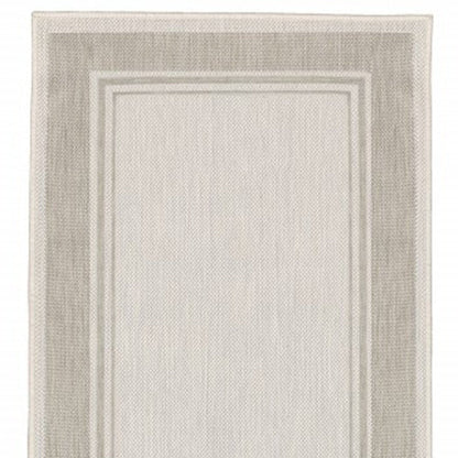 3' X 6' Gray And Ivory Indoor Outdoor Runner Rug