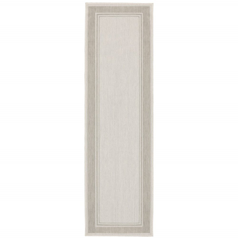3' X 6' Gray And Ivory Indoor Outdoor Runner Rug — view 1