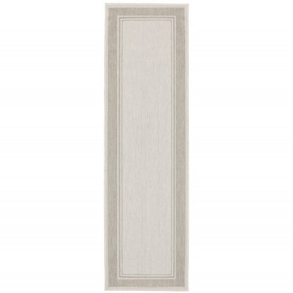 3' X 6' Gray And Ivory Indoor Outdoor Runner Rug