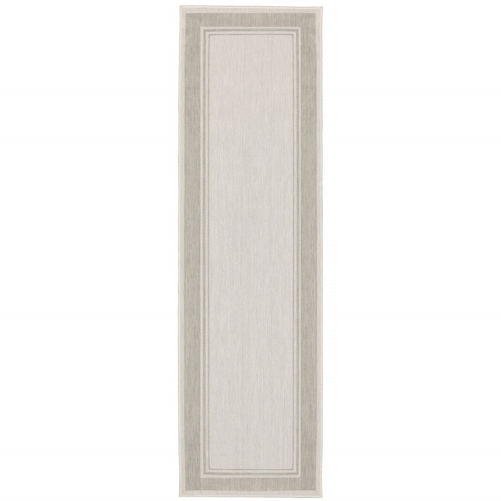 3' X 5' Gray and Ivory Indoor Outdoor Area Rug