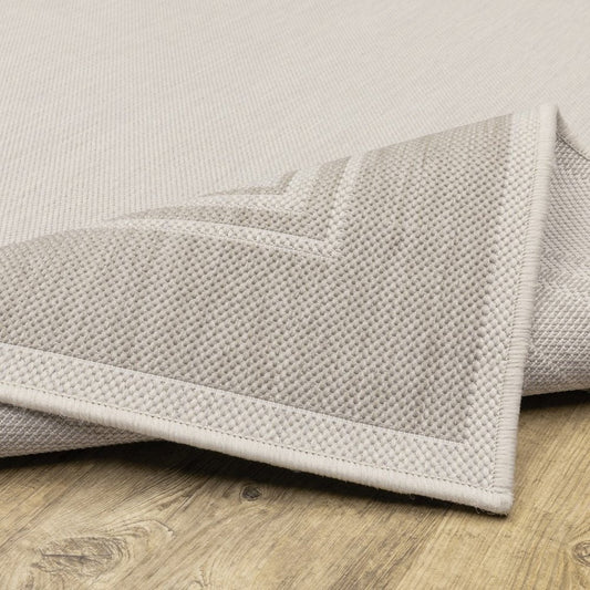 3' X 6' Gray And Ivory Indoor Outdoor Runner Rug