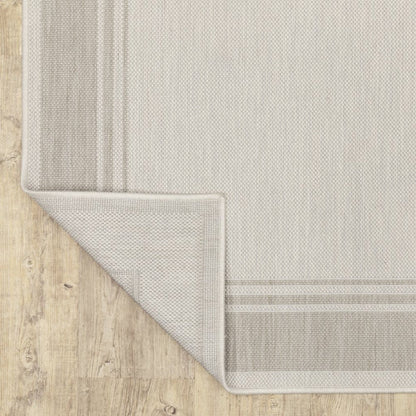 3' X 6' Gray And Ivory Indoor Outdoor Runner Rug