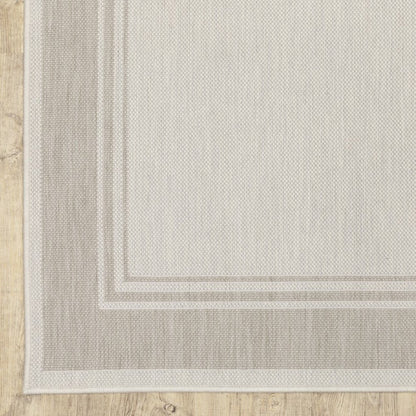 3' X 6' Gray And Ivory Indoor Outdoor Runner Rug HomeRoots