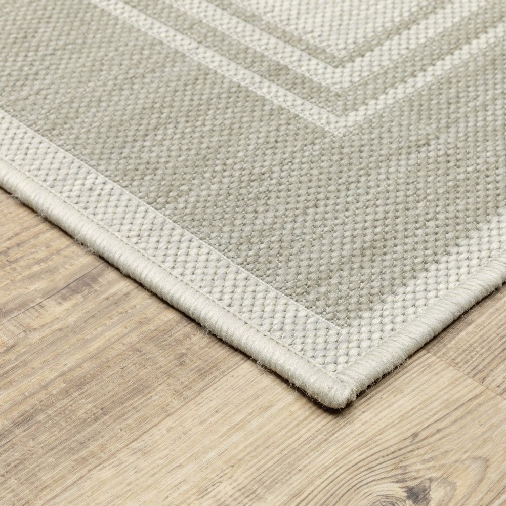 3' X 6' Gray And Ivory Indoor Outdoor Runner Rug HomeRoots