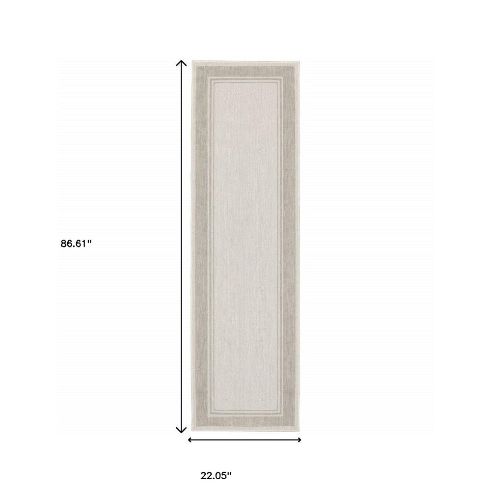 3' X 6' Gray And Ivory Indoor Outdoor Runner Rug — view 8