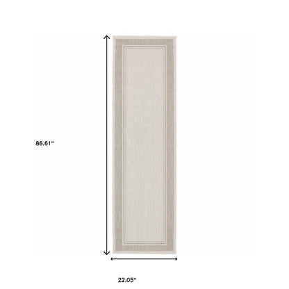 3' X 6' Gray And Ivory Indoor Outdoor Runner Rug HomeRoots