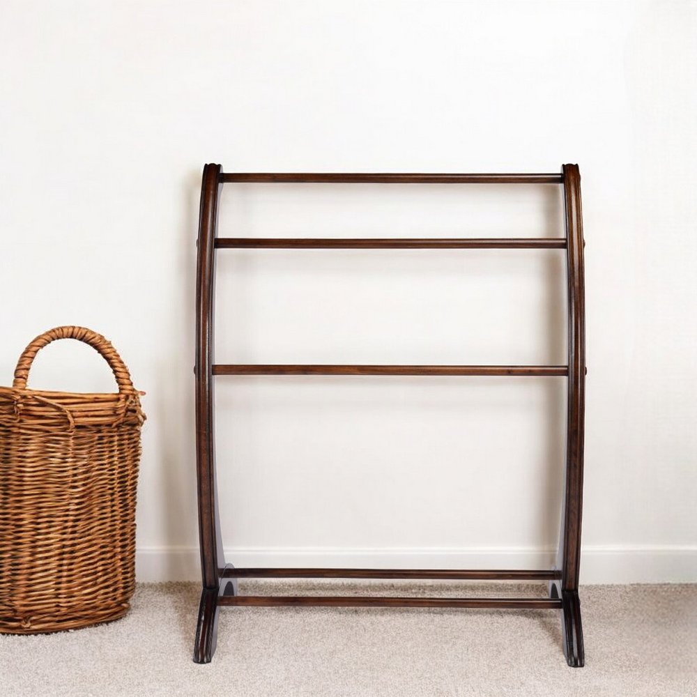 36" Deep Cherry Brown Wood Blanket Stand HomeRoots
