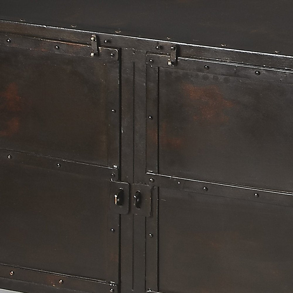 62" Black Iron Sideboard Console Cabinet HomeRoots