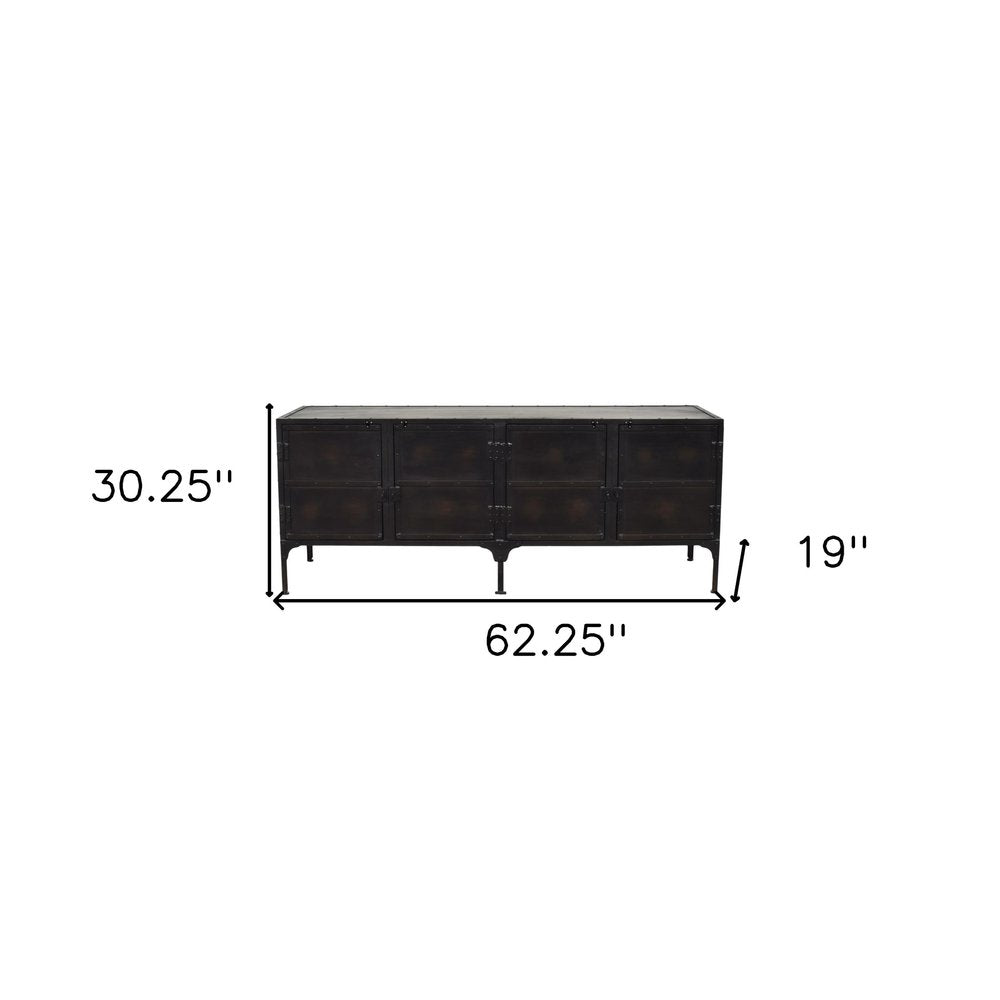 62" Black Iron Sideboard Console Cabinet HomeRoots