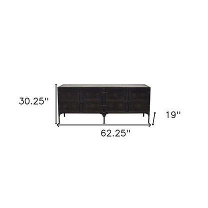 62" Black Iron Sideboard Console Cabinet HomeRoots