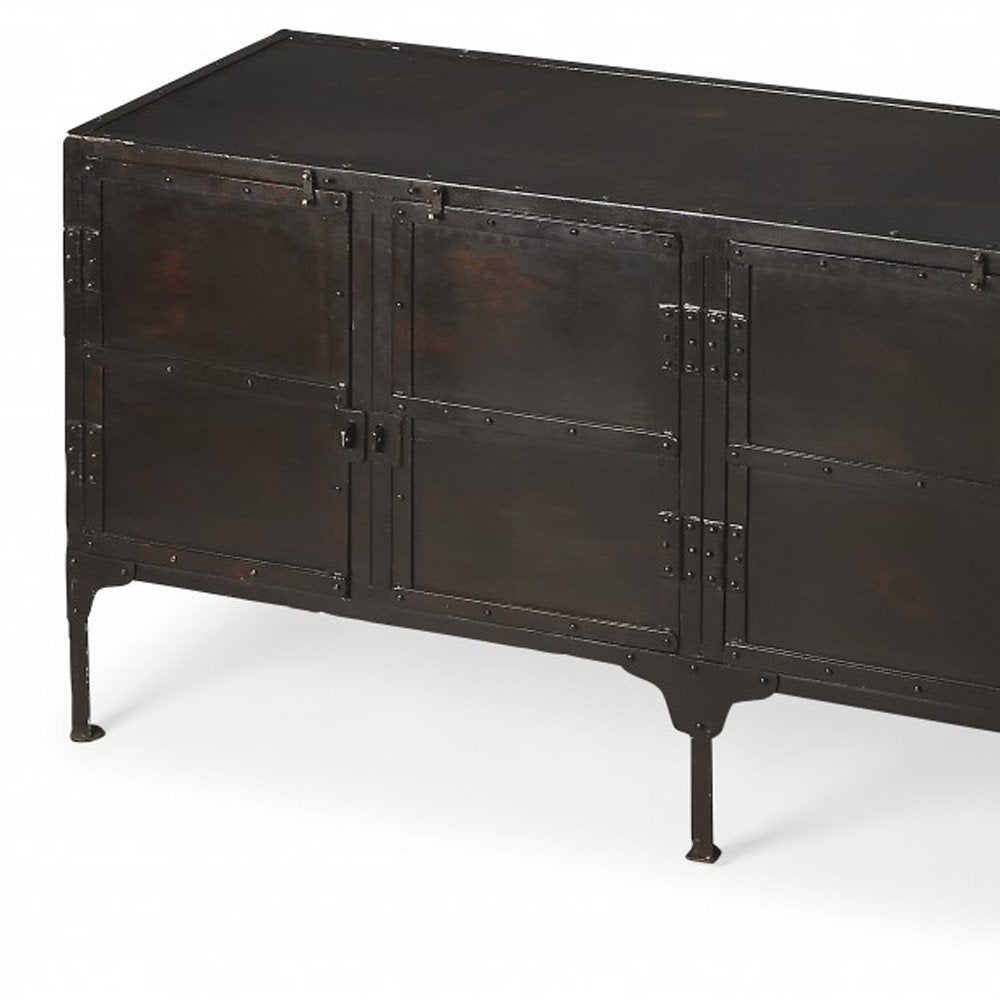 62" Black Iron Sideboard Console Cabinet HomeRoots