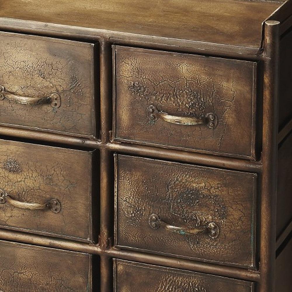 23" Bronze Metal Six Drawer Chest - FurniFindUSA