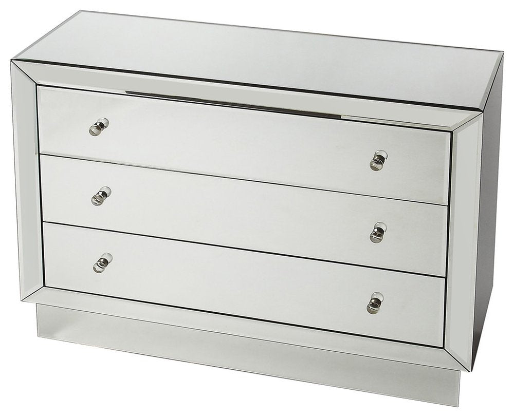 42" Clear Glass Three Drawer Dresser HomeRoots
