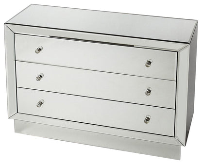 42" Clear Glass Three Drawer Dresser HomeRoots