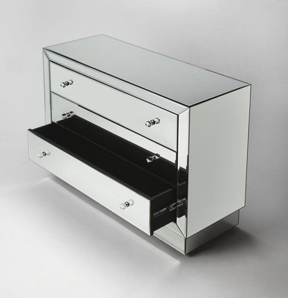 42" Clear Glass Three Drawer Dresser - FurniFindUSA