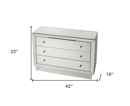 42" Clear Glass Three Drawer Dresser HomeRoots