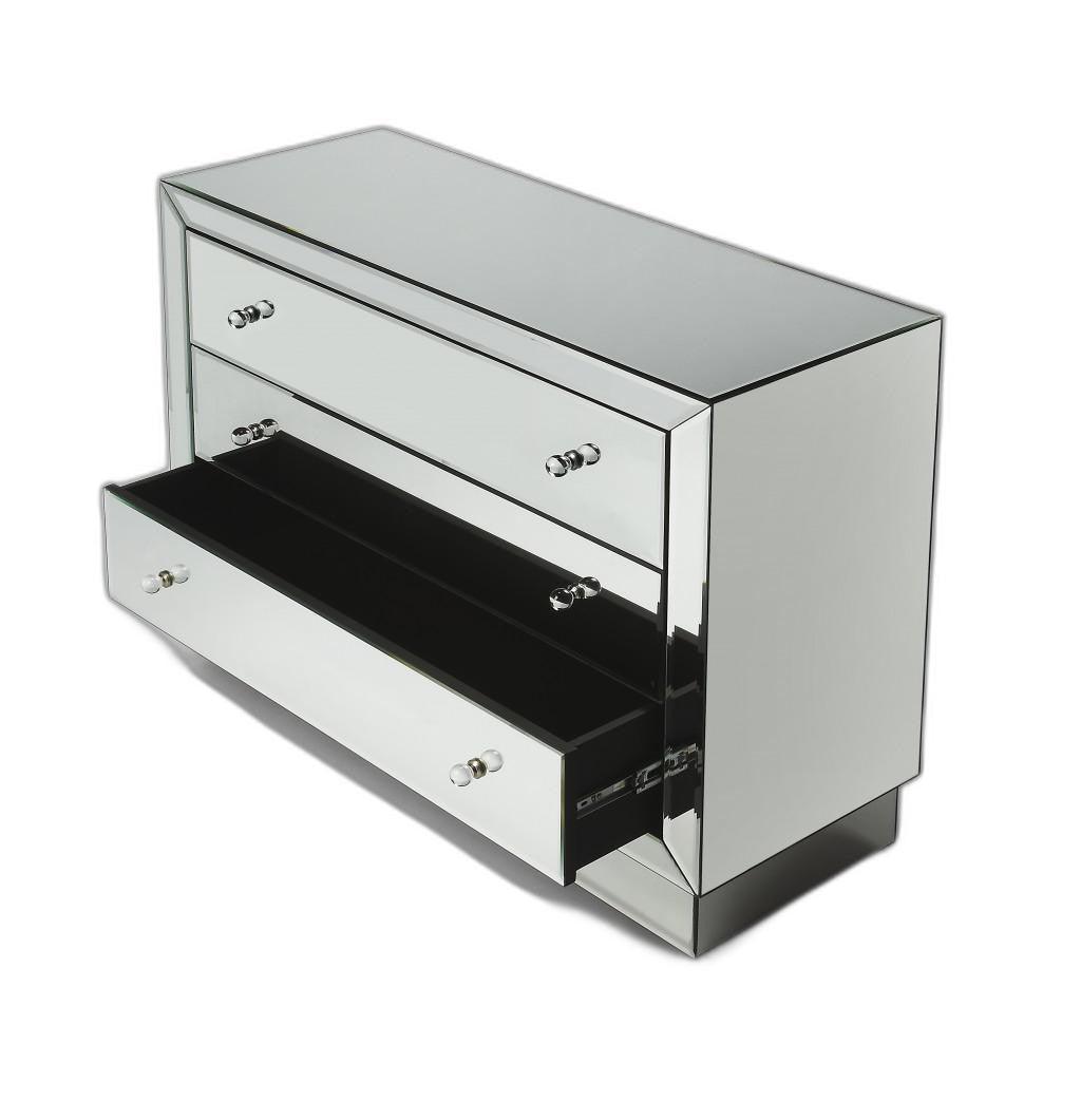 42" Clear Glass Three Drawer Dresser - FurniFindUSA