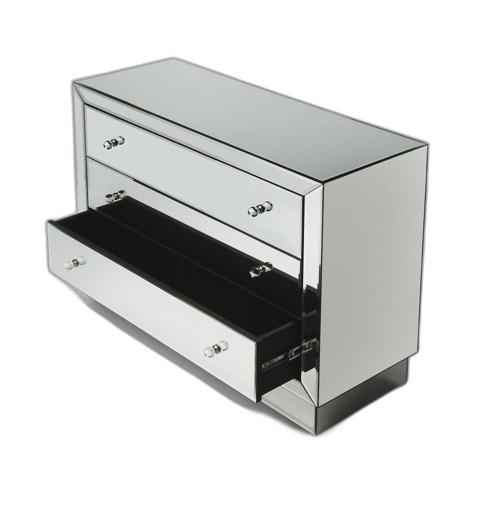 42" Clear Glass Three Drawer Dresser HomeRoots