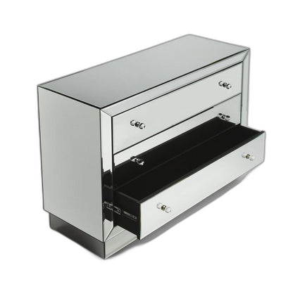 42" Clear Glass Three Drawer Dresser - FurniFindUSA