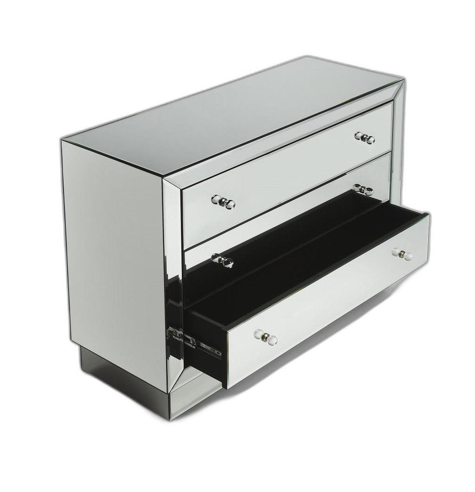 42" Clear Glass Three Drawer Dresser HomeRoots