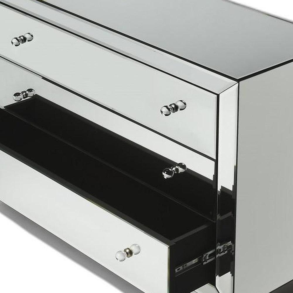 42" Clear Glass Three Drawer Dresser - FurniFindUSA