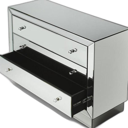 42" Clear Glass Three Drawer Dresser - FurniFindUSA