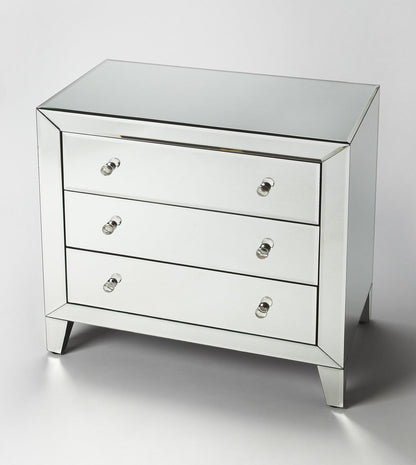 30" Clear Glass Three Drawer Chest - FurniFindUSA