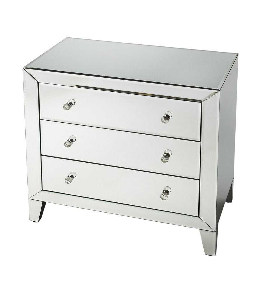 30" Clear Glass Three Drawer Chest HomeRoots
