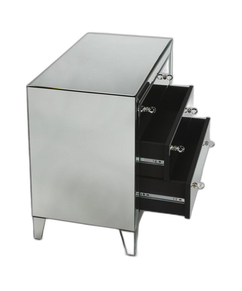 30" Clear Glass Three Drawer Chest HomeRoots