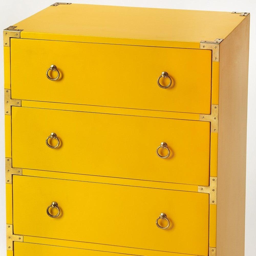 24" Yellow Solid Wood Four Drawer Dresser - FurniFindUSA